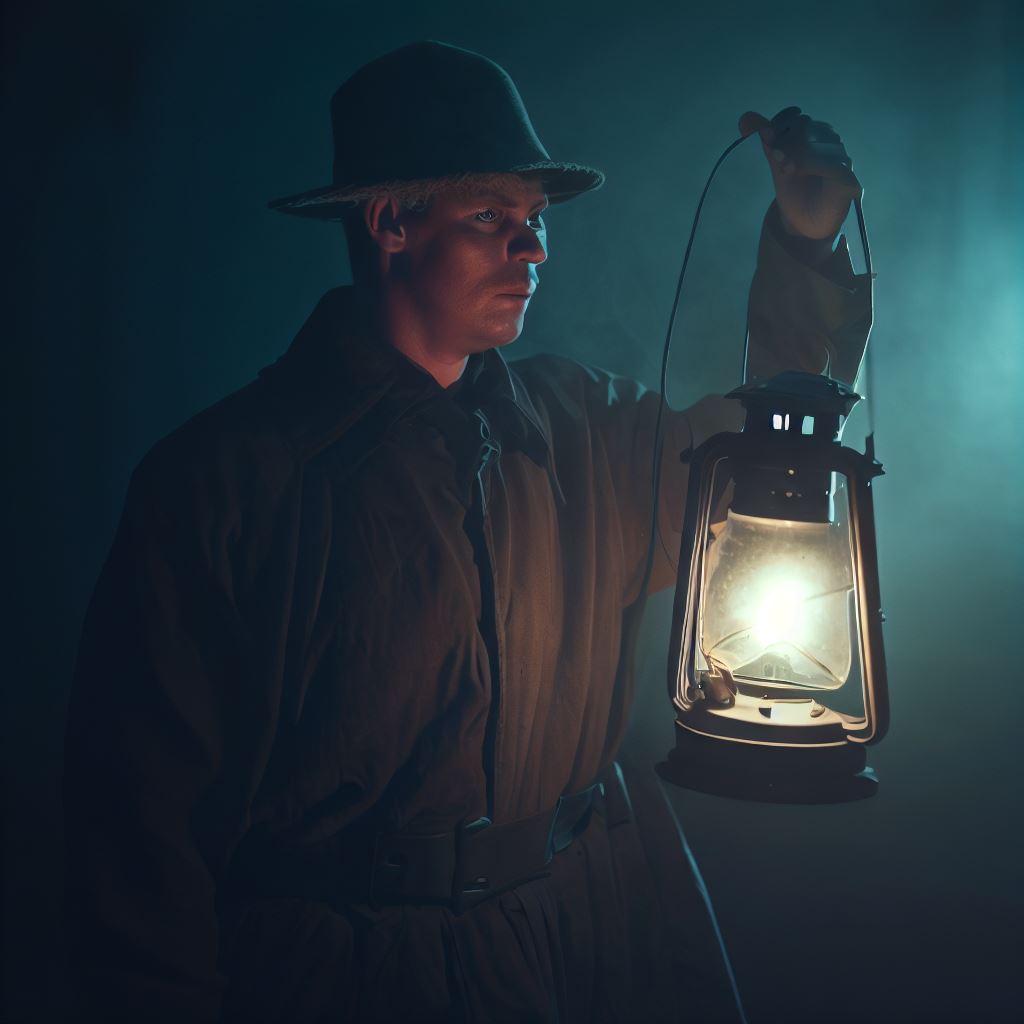 Nachtwächter in der Nacht mit Laterne