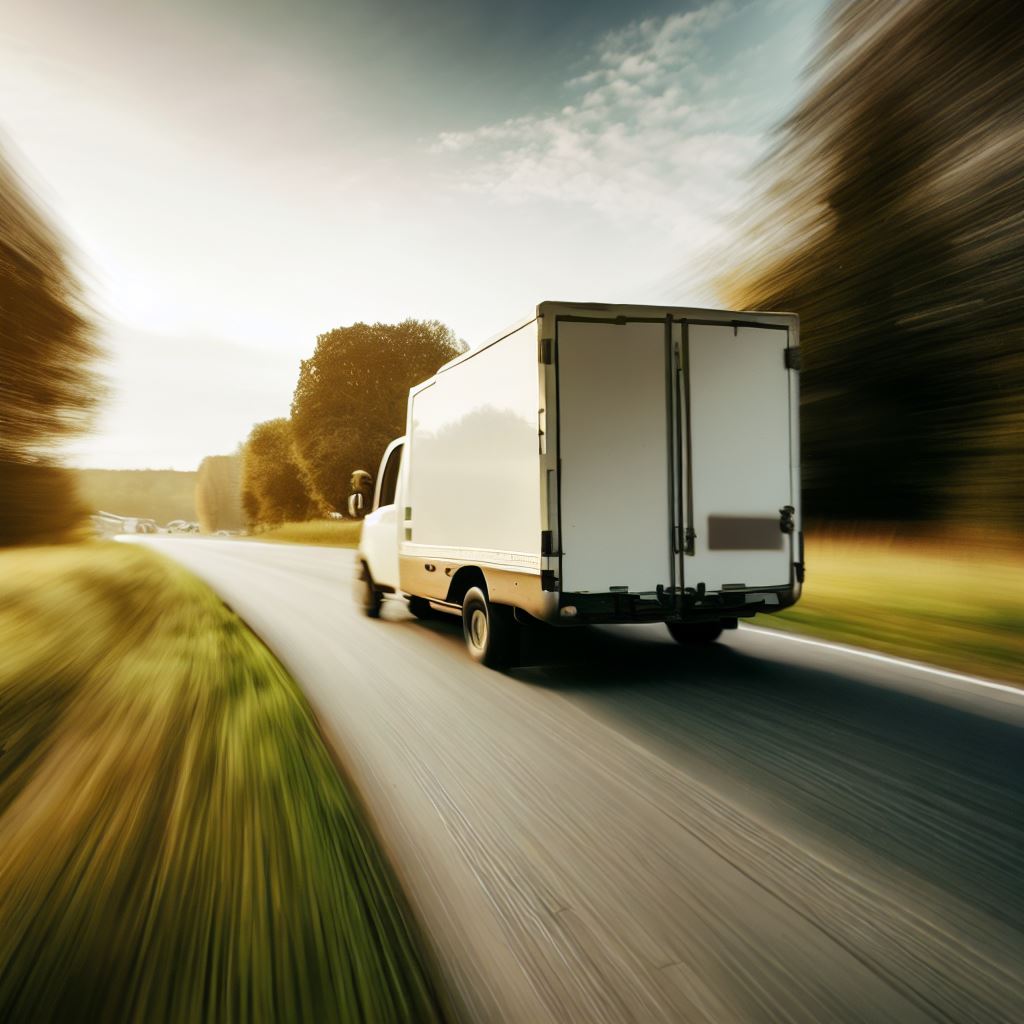 Umzugs-LKW fährt auf einer Straße