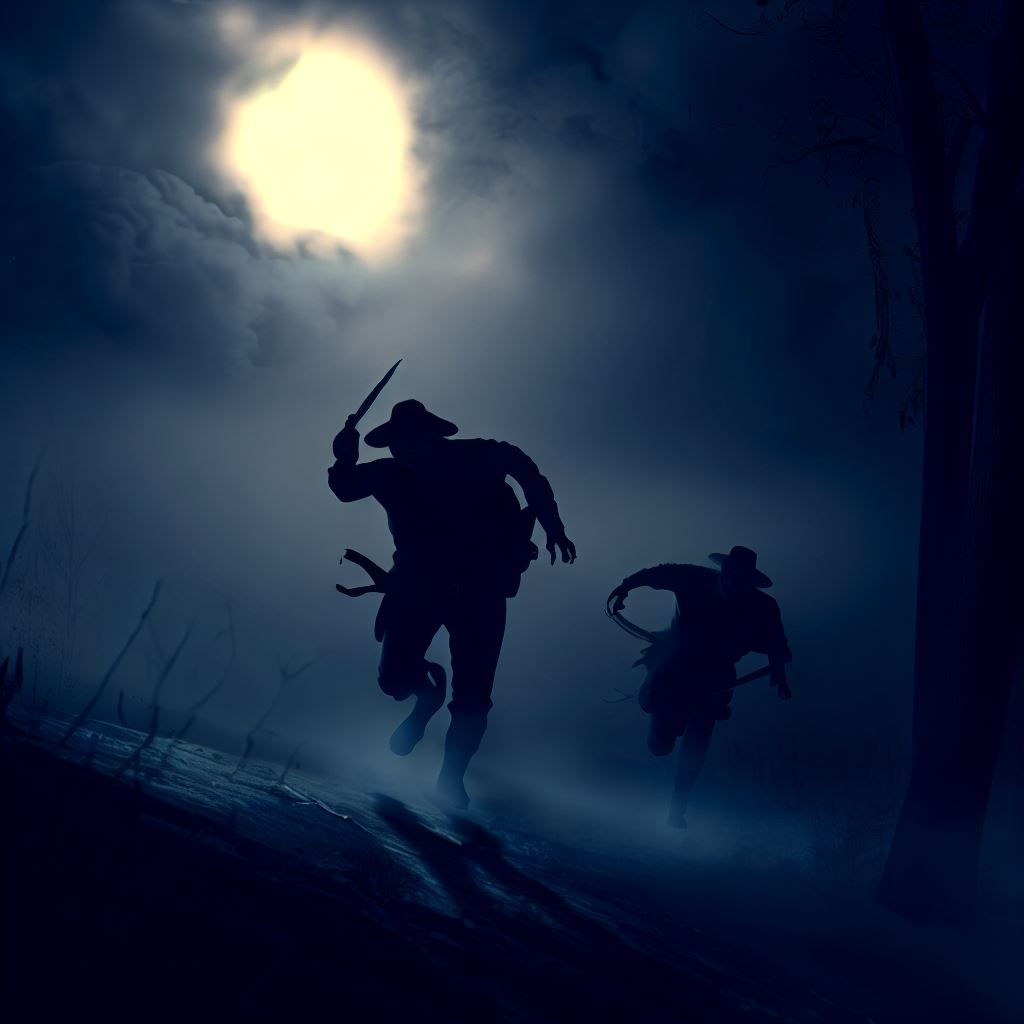 Männer verfolgen sich bei Nacht
