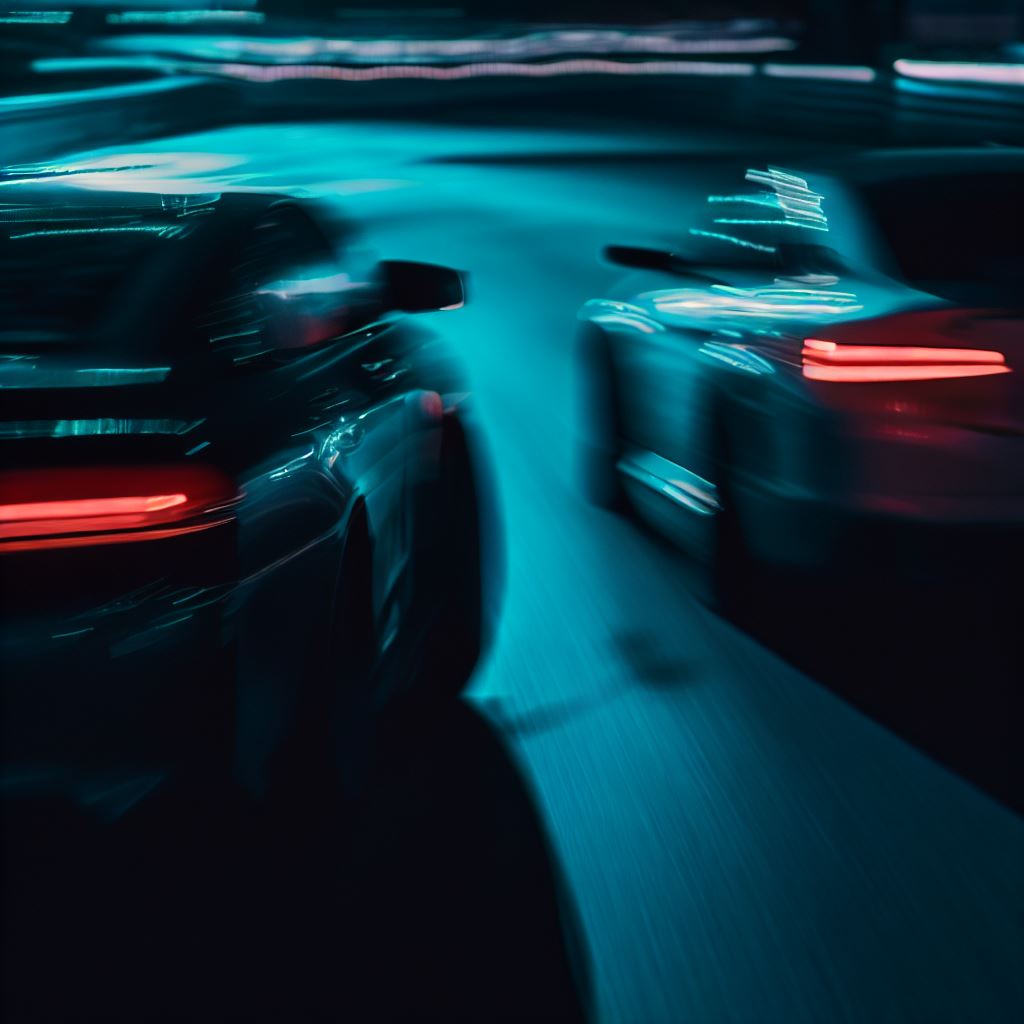 Verfolgungsjagd mit Autos in der Dunkelheit