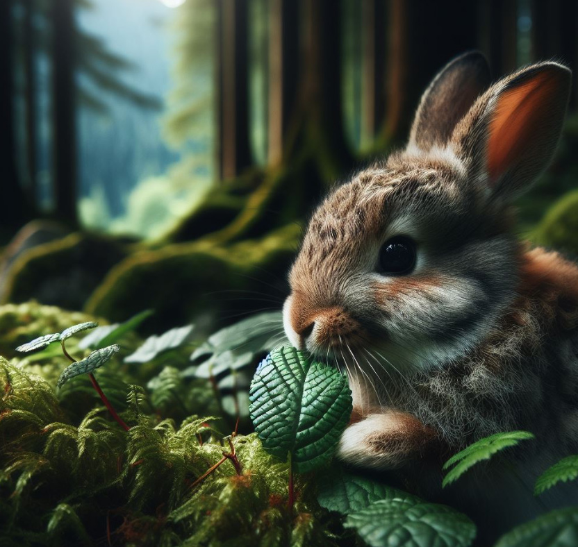 Kleines Kaninchen im Wald